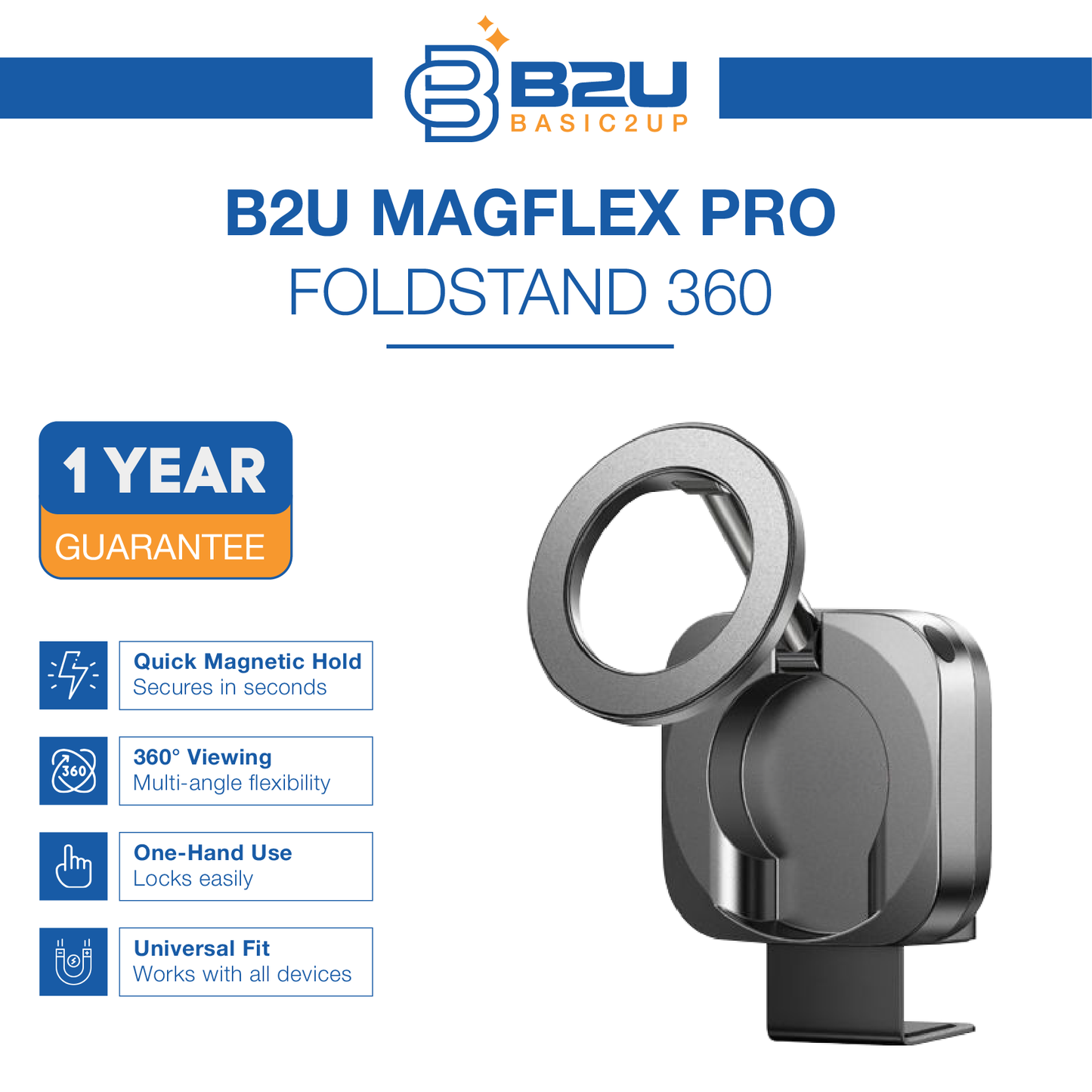 B2U® FlexHold Pro 360 Magnetic Holder New 2024 B2U001