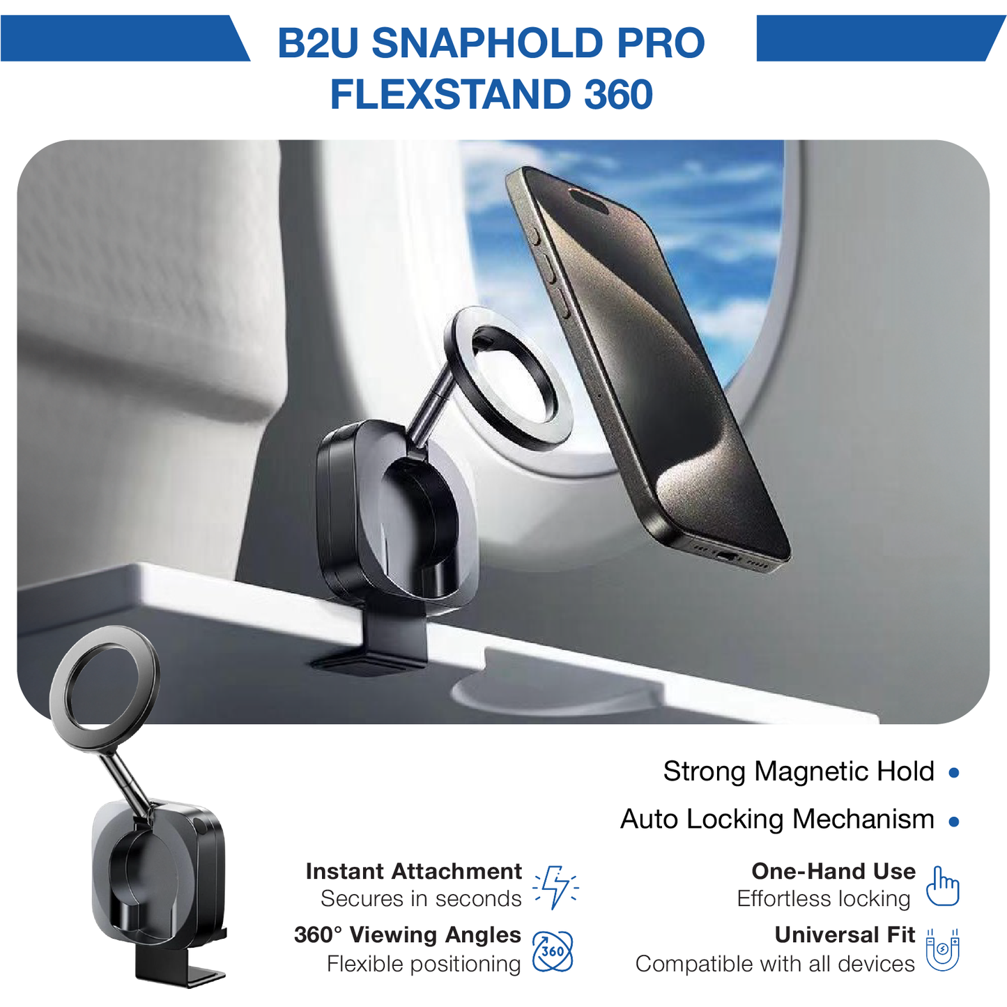 B2U® FlexHold Pro 360 Magnetic Holder New 2024 B2U001