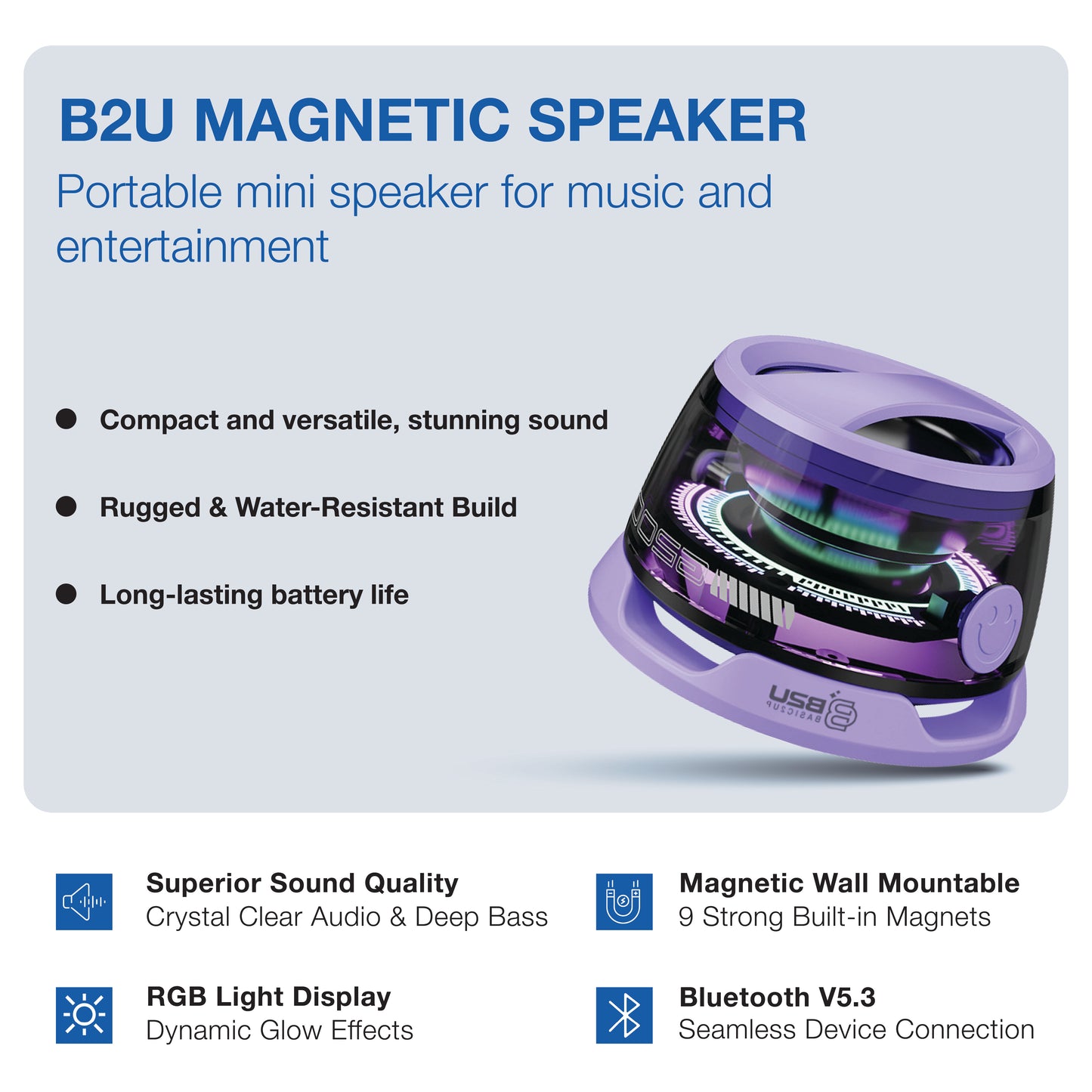 B2U® SonicBright RGB Magnetic Speaker B2U003