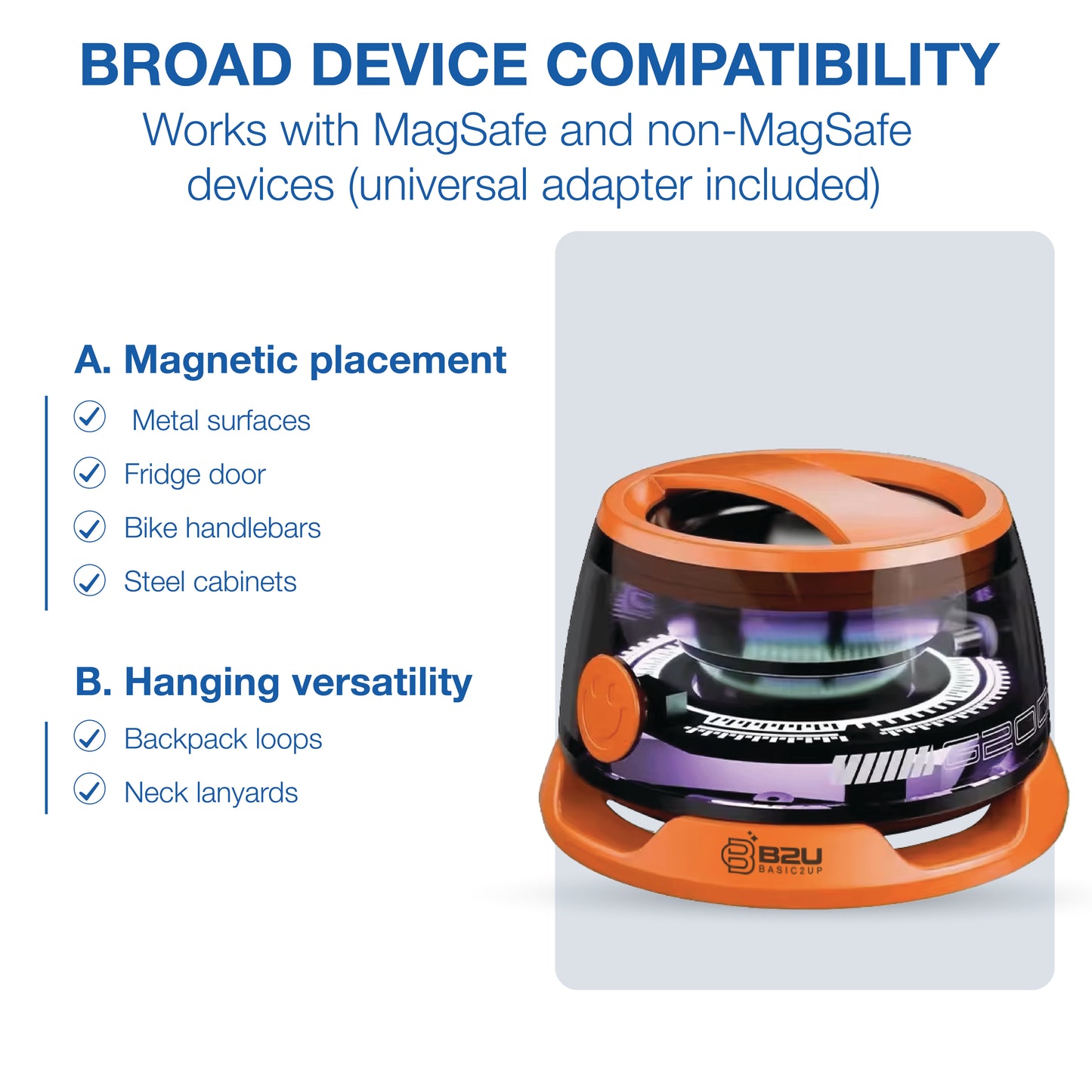 B2U® SonicBright RGB Magnetic Speaker B2U003