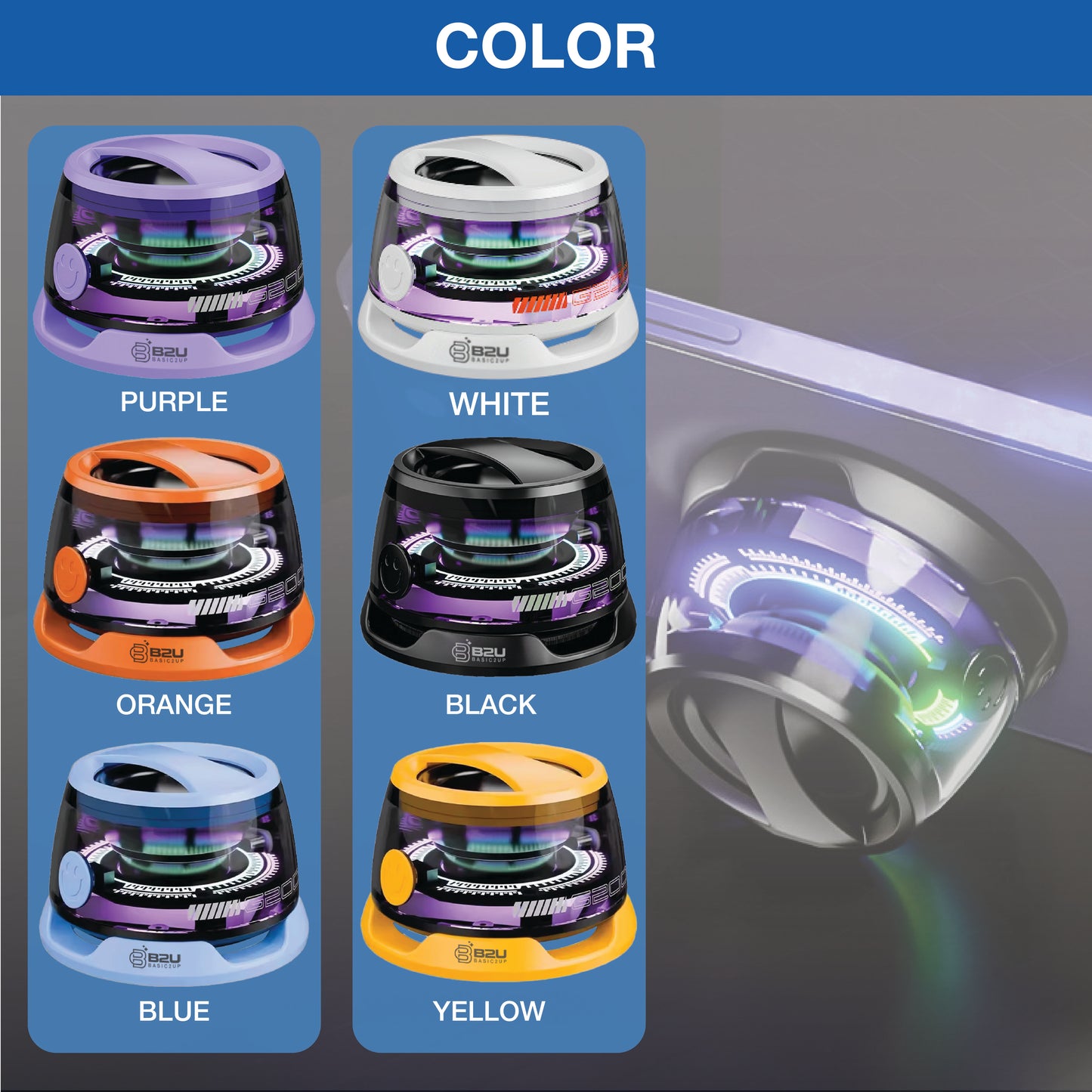 B2U® SonicBright RGB Magnetic Speaker B2U003